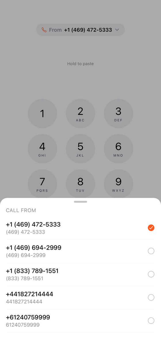 Choosing which number to call from